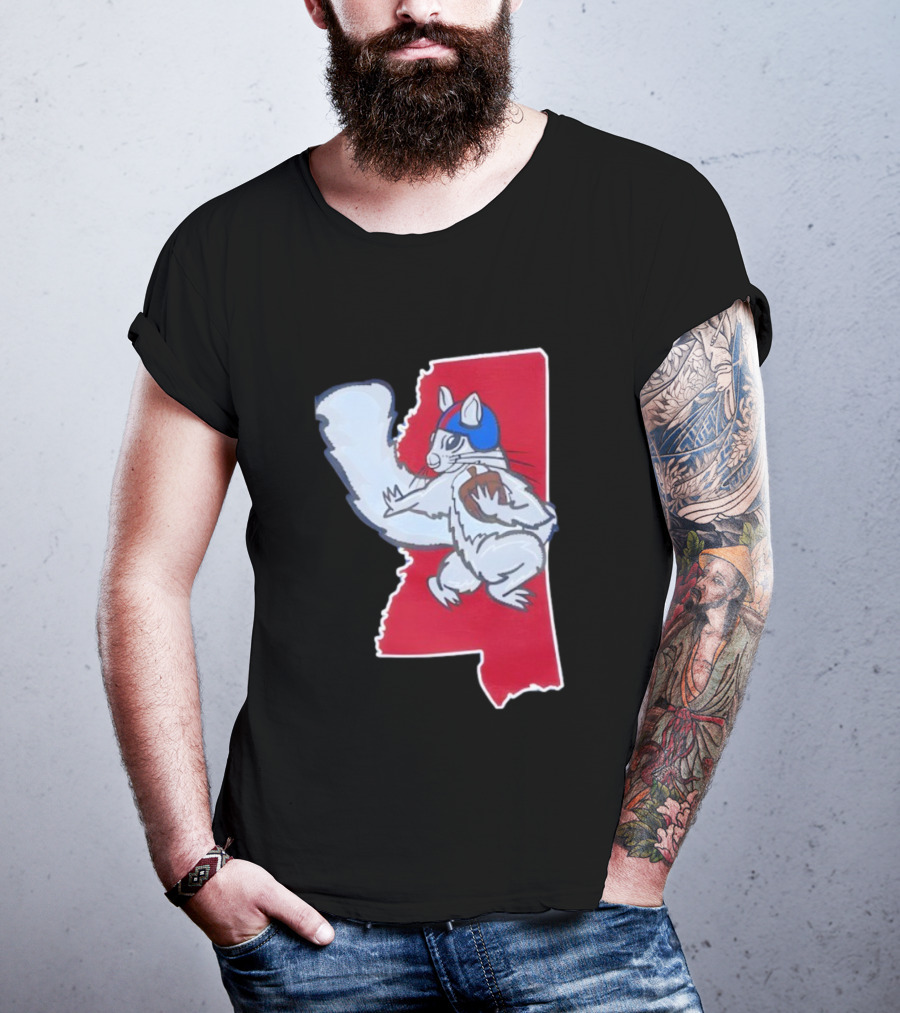 Ole Squirrel Football Play Strategy Mississippi Map T-Shirt
