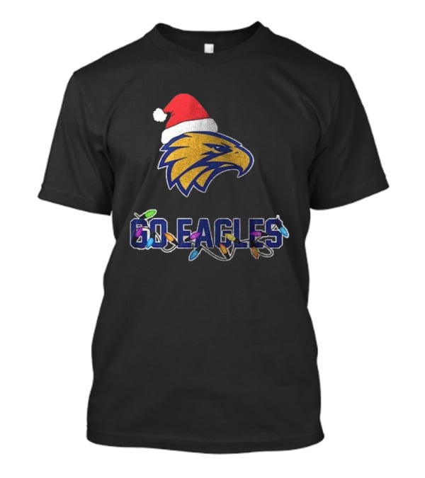 West Coast Eagles Go Eagles Christmas Santa Hat And Lights T-Shirt