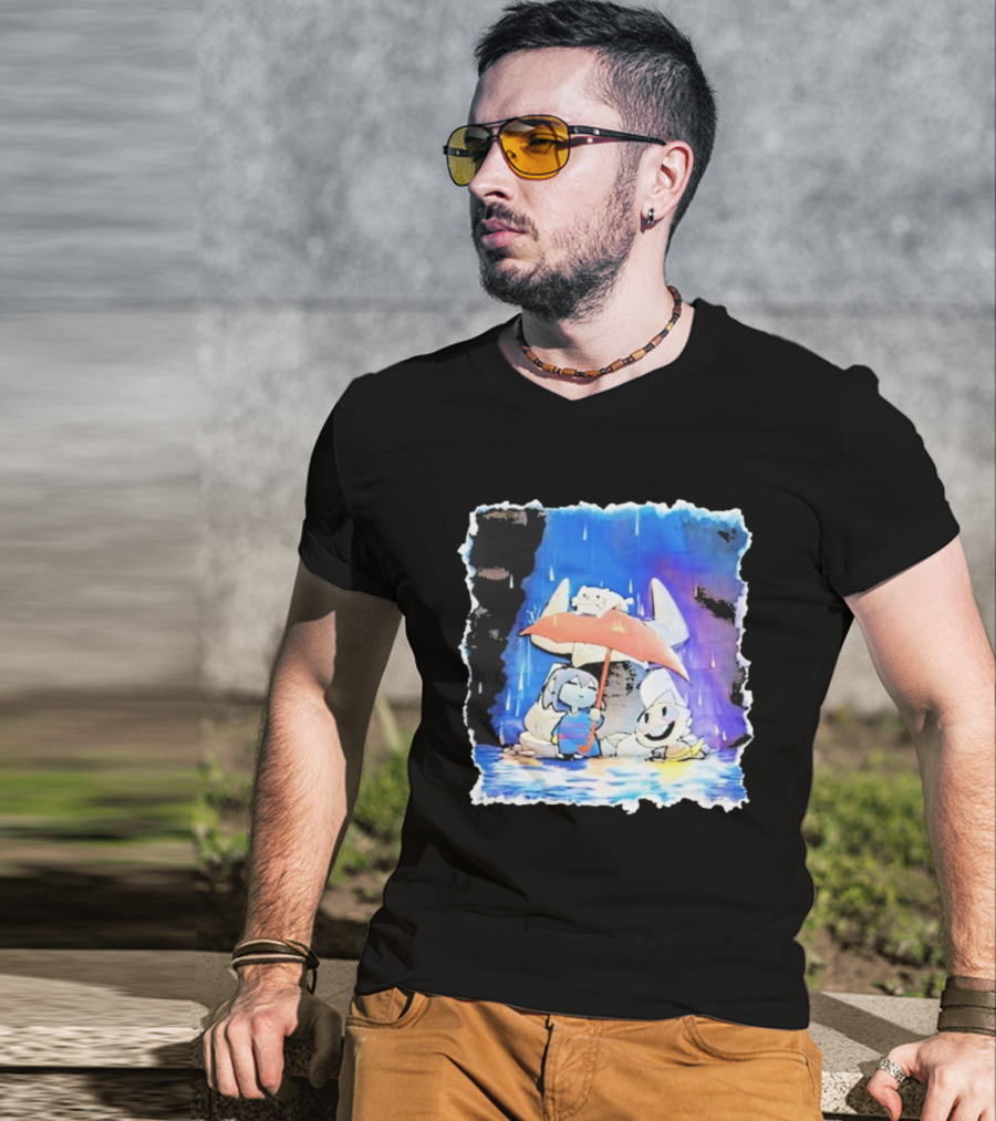 Undertale Sans And Chocobo Crossover Rainy Day Scene T-Shirt