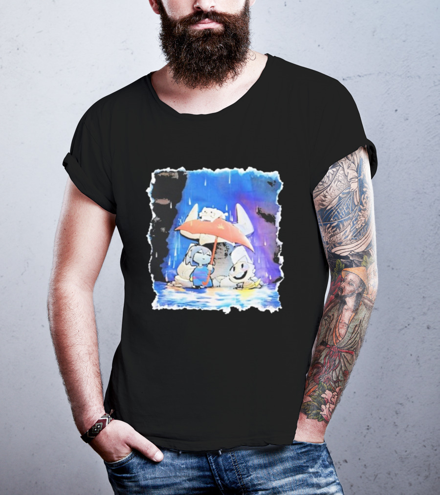 Undertale Sans And Chocobo Crossover Rainy Day Scene T-Shirt