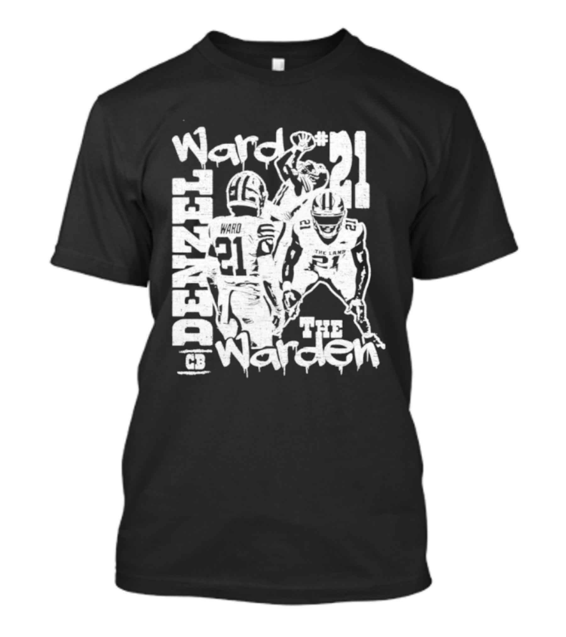 Denzel Ward 21 The Warden Graffiti Collage T-Shirt