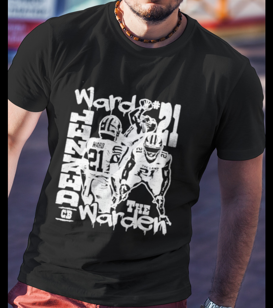 Denzel Ward 21 The Warden Graffiti Collage T-Shirt