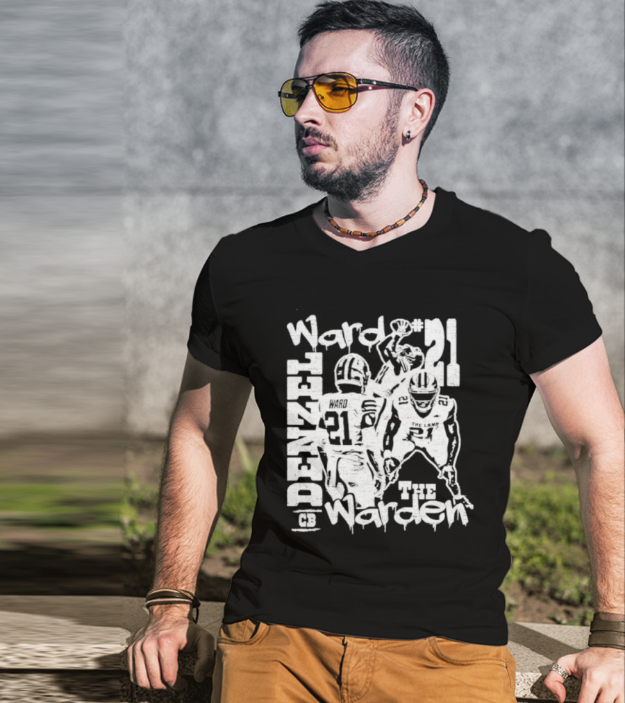 Denzel Ward 21 The Warden Graffiti Collage T-Shirt