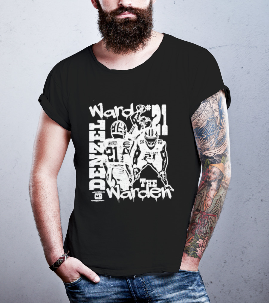 Denzel Ward 21 The Warden Graffiti Collage T-Shirt