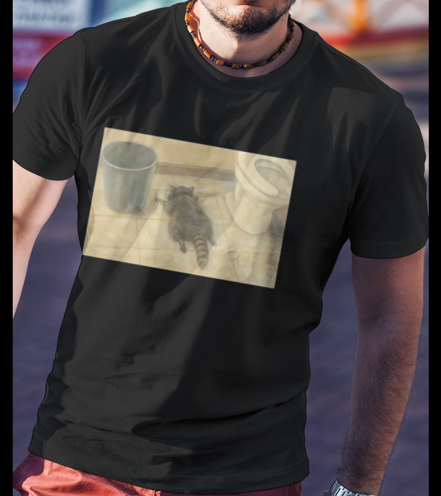 Raccoon Sleeping On Bathroom Floor Meme T-Shirt