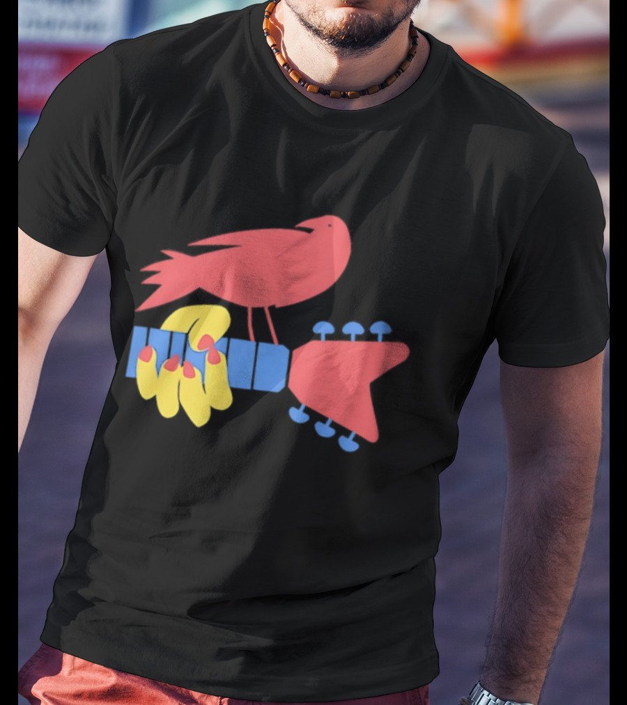 Woodstock Bird Holding Guitar Iconic Symbol T-Shirt