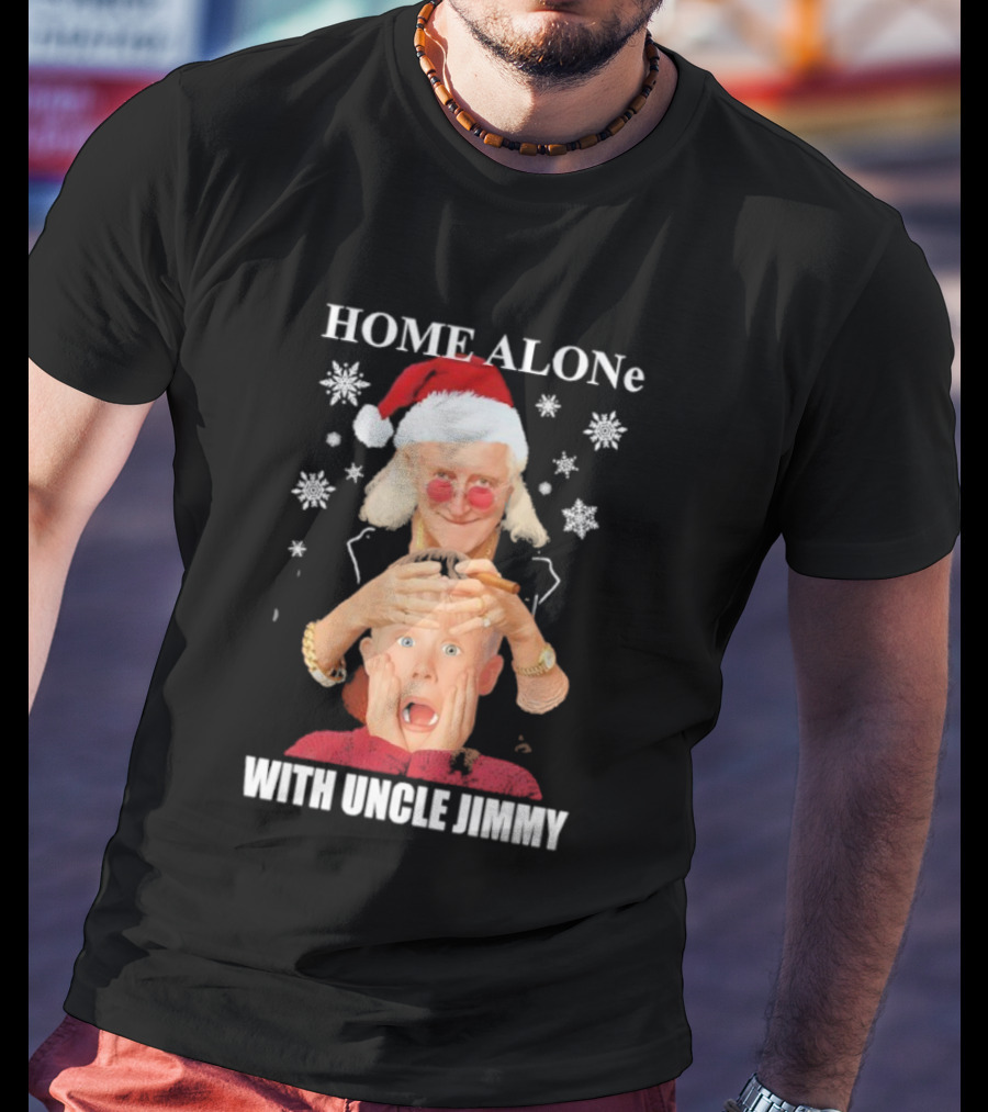 HOME ALONe Merry Christmas With Uncle Jimmy Santa Hat T-Shirt