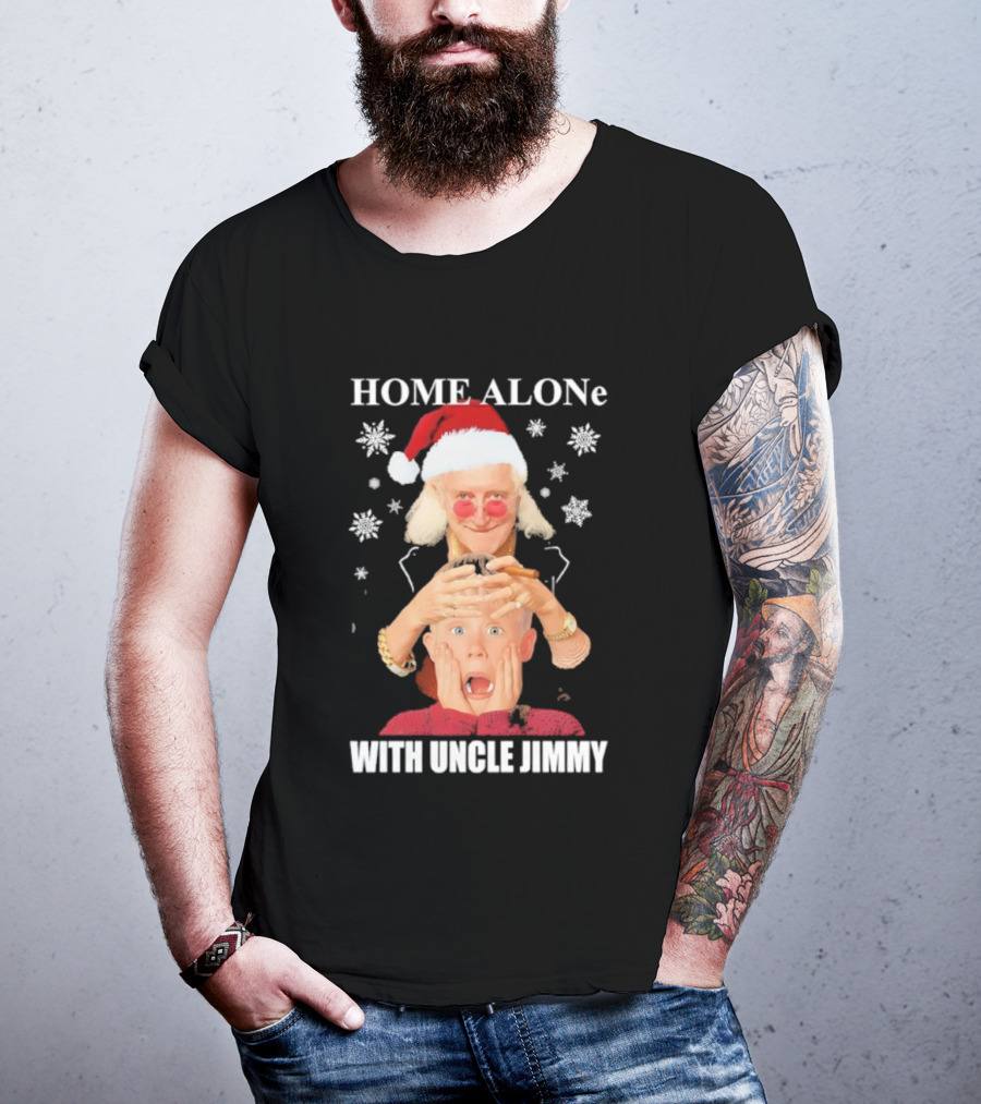 HOME ALONe Merry Christmas With Uncle Jimmy Santa Hat T-Shirt
