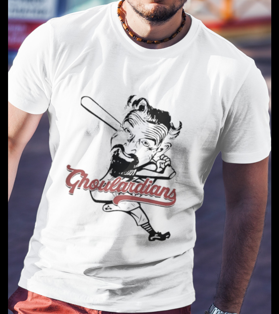 Cleveland Ghoulardians Vintage Monster Baseball Bat Illustration T-Shirt