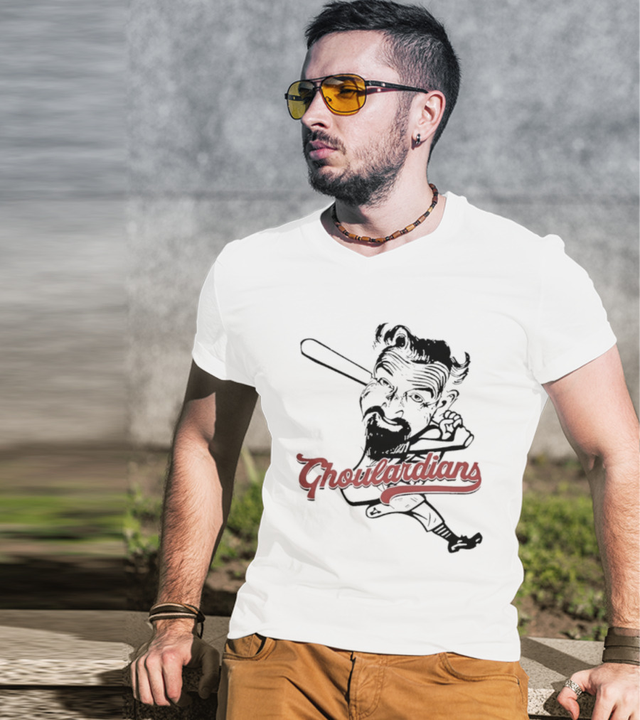 Cleveland Ghoulardians Vintage Monster Baseball Bat Illustration T-Shirt