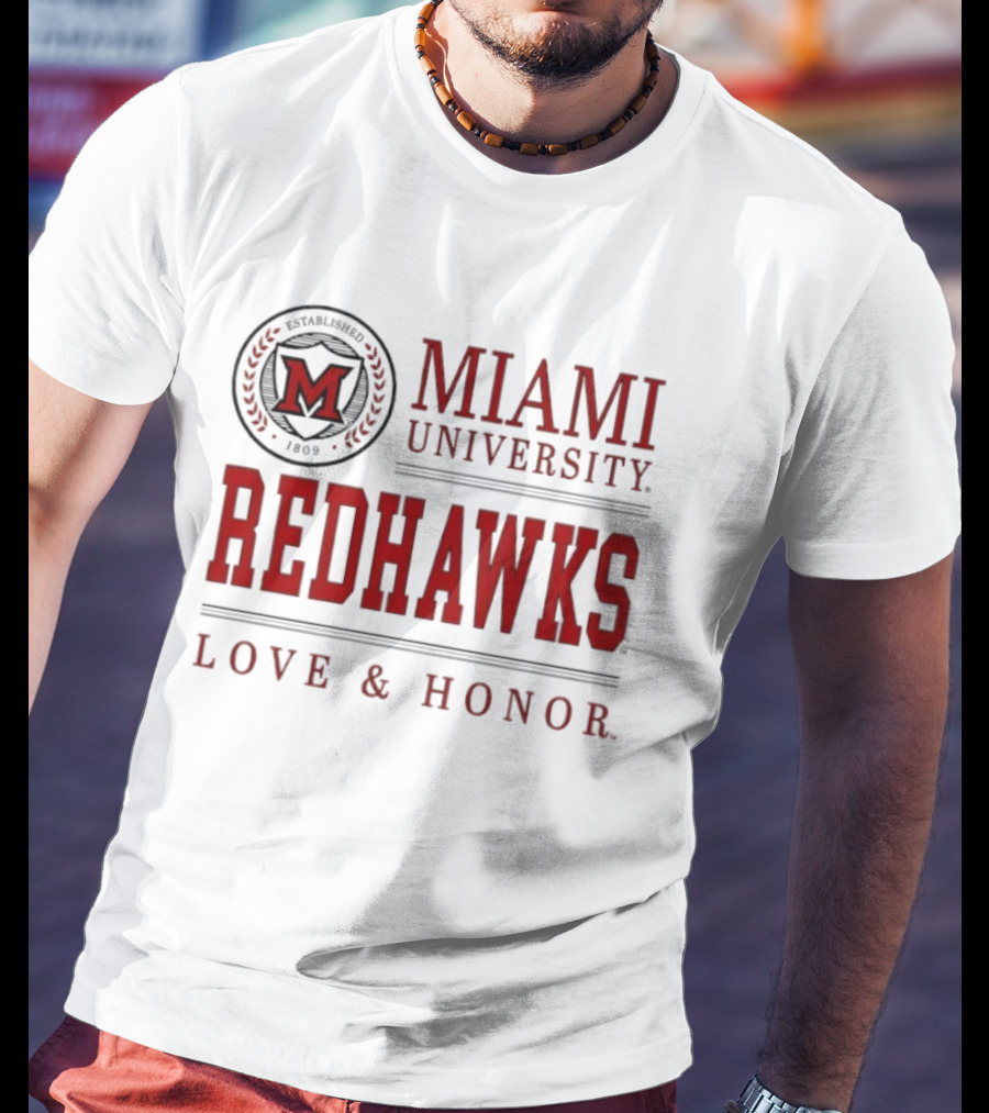 Miami University Redhawks M Seal Love And Honor T-Shirt