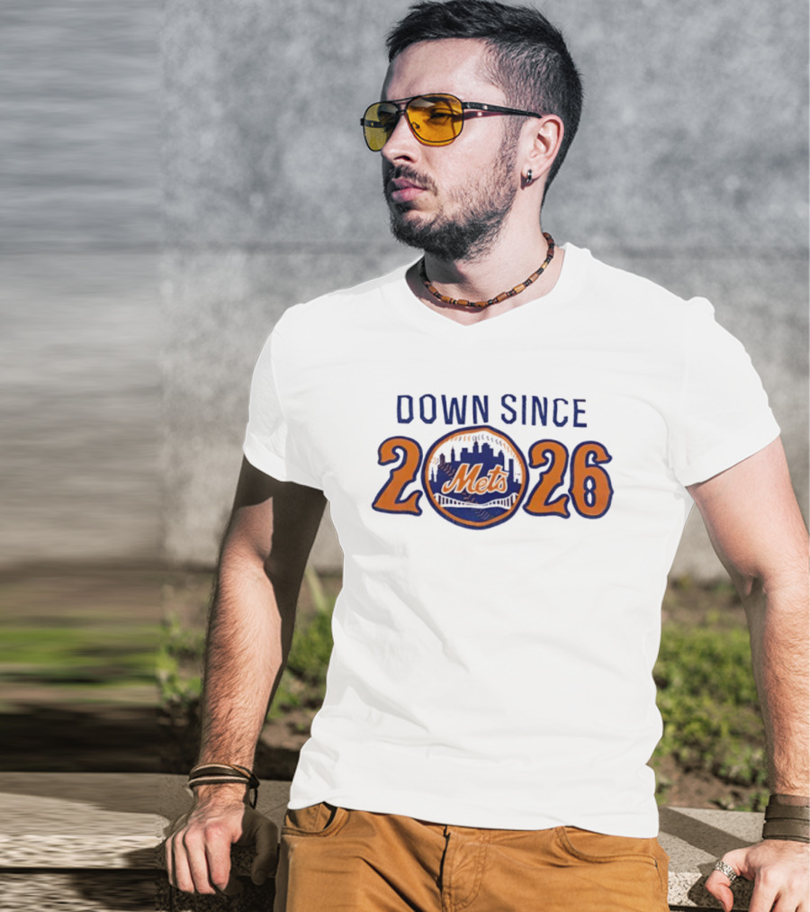 New York Mets Down Since 2026 Skyline Logo T-Shirt
