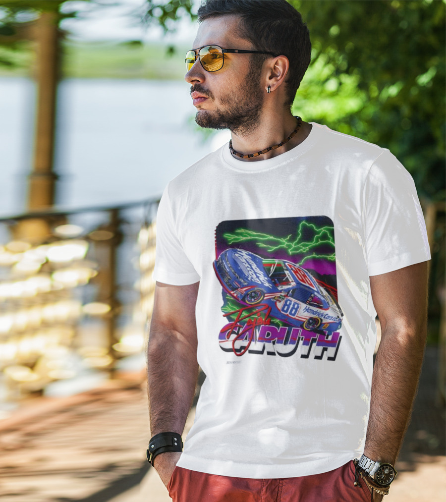 Rajah Caruth Hendrick Cars 88 NASCAR Race Lightning Signature T-Shirt