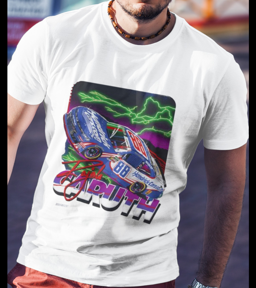 Rajah Caruth Hendrick Cars 88 NASCAR Race Lightning Signature T-Shirt