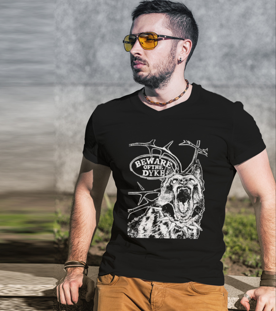 Beware Of The Dyke Dog Vintage Thorn Bush Illustration T-Shirt