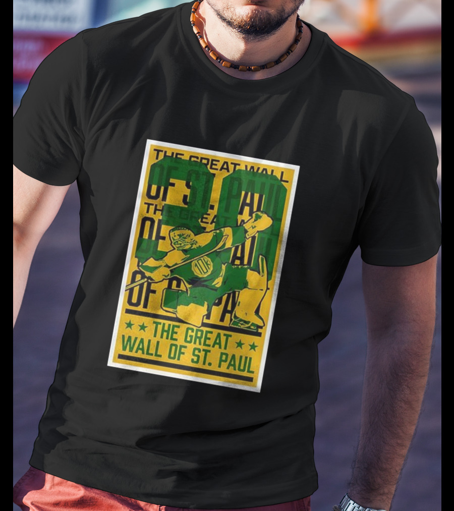 The Great Wall Of St. Paul Minnesota Wild Jesper Wallstedt Pose T-Shirt