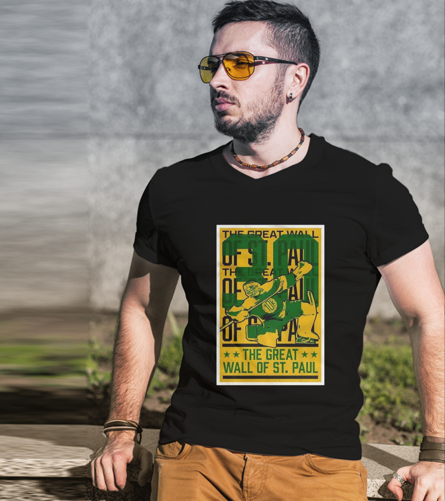 The Great Wall Of St. Paul Minnesota Wild Jesper Wallstedt Pose T-Shirt
