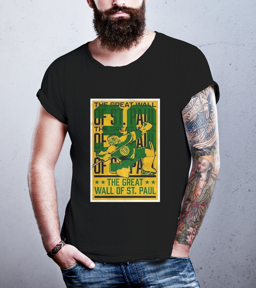 The Great Wall Of St. Paul Minnesota Wild Jesper Wallstedt Pose T-Shirt