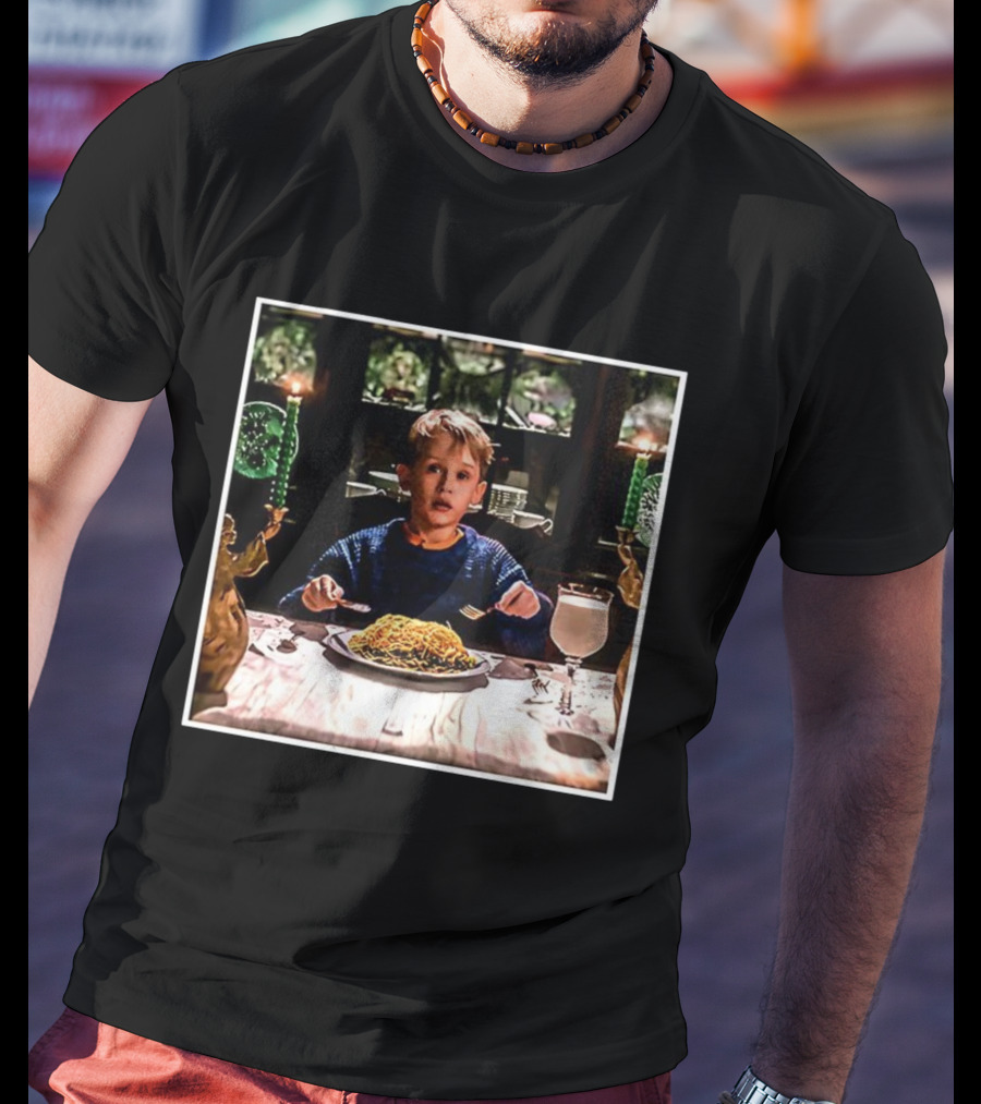 Home Alone Kevin Christmas Dinner Scene Iconic Meal Plan T-Shirt