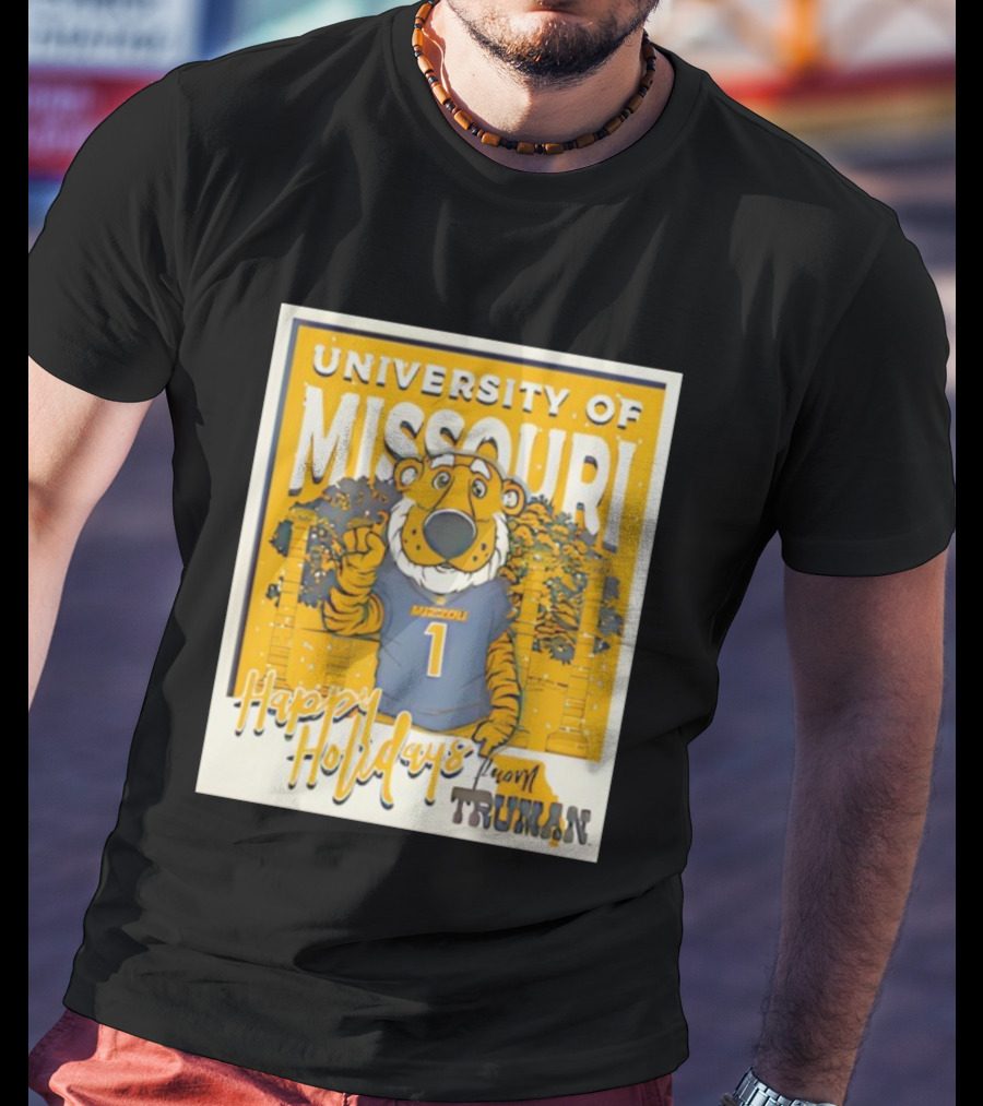 University Of Missouri Truman Happy Holidays Polaroid T-Shirt