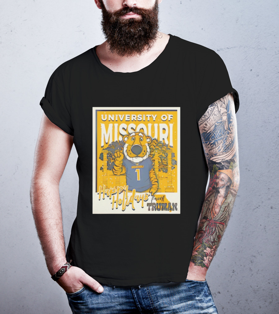 University Of Missouri Truman Happy Holidays Polaroid T-Shirt