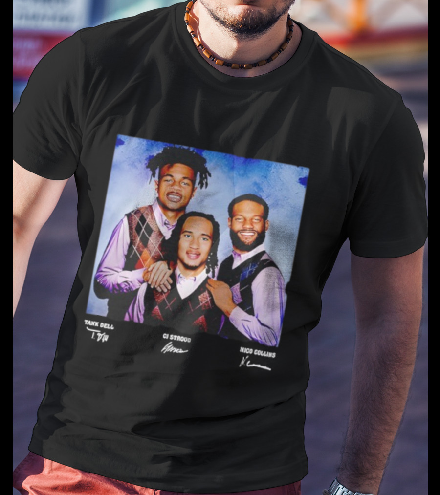 Nico Collins CJ Stroud Tank Dell Step Brothers Houston Texans NFL Players Portrait T-Shirt