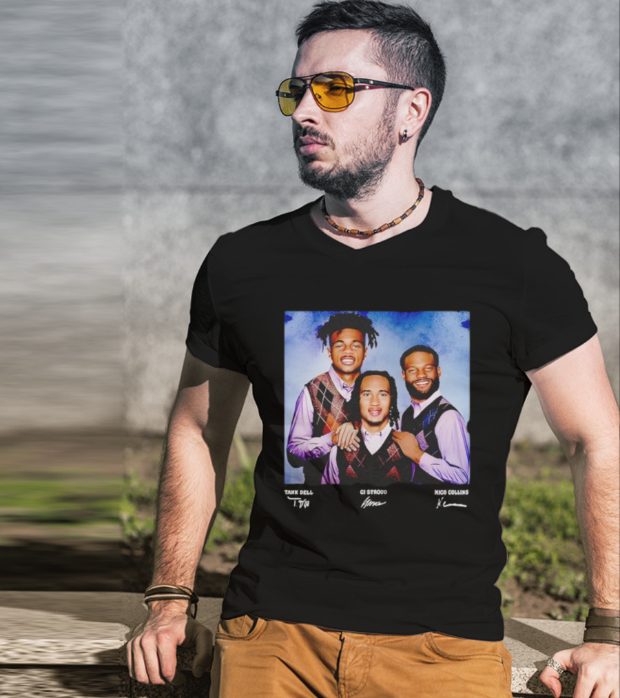 Nico Collins CJ Stroud Tank Dell Step Brothers Houston Texans NFL Players Portrait T-Shirt