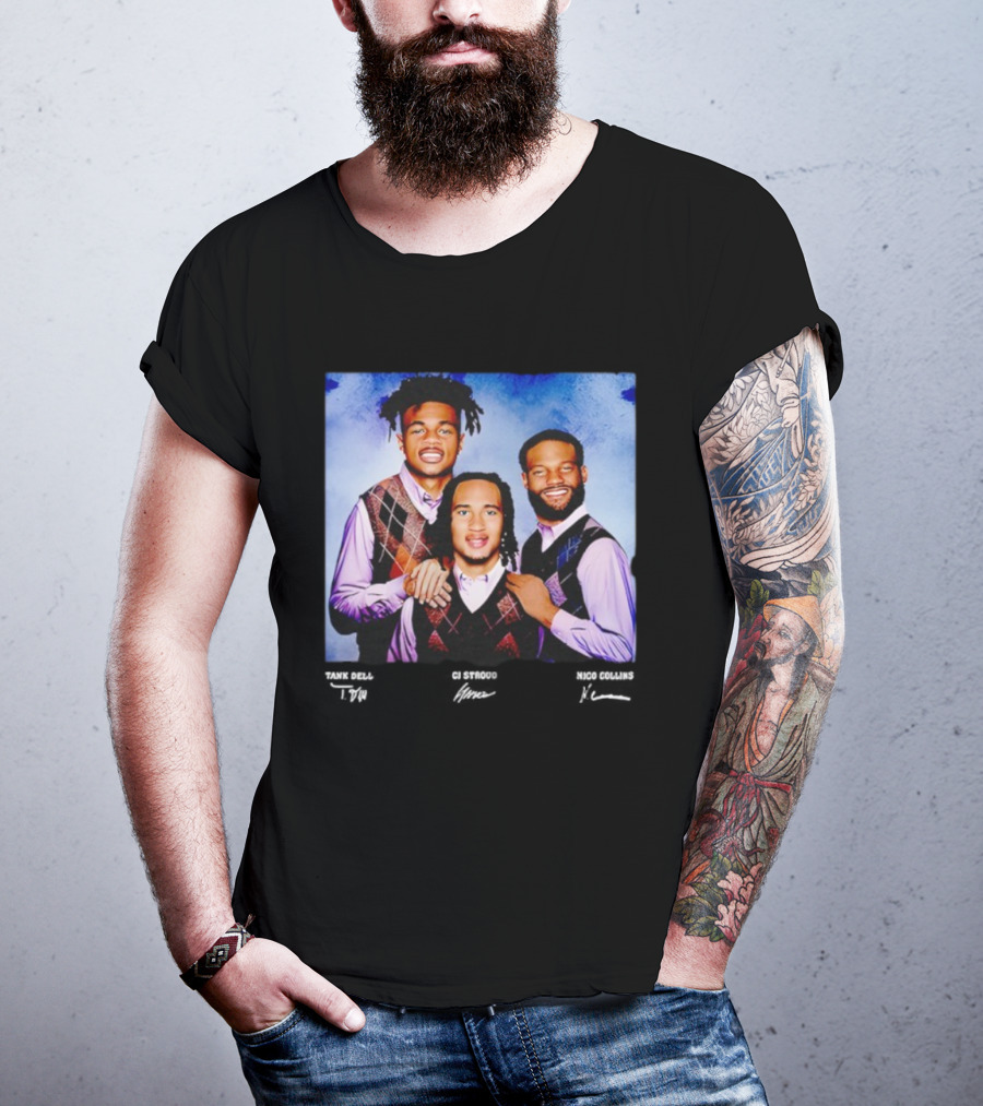 Nico Collins CJ Stroud Tank Dell Step Brothers Houston Texans NFL Players Portrait T-Shirt