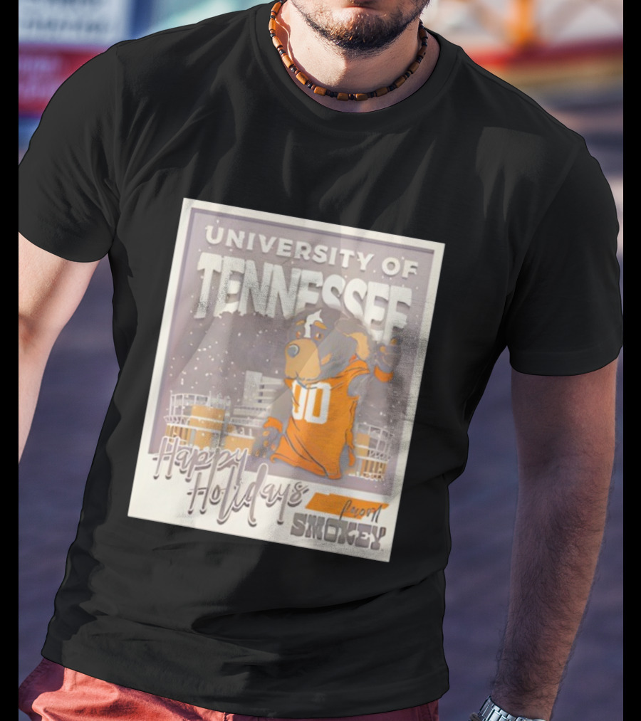 University Of Tennessee Happy Holidays From Smokey Stadium Scene T-Shirt