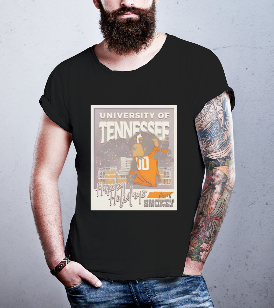 University Of Tennessee Happy Holidays From Smokey Stadium Scene T-Shirt