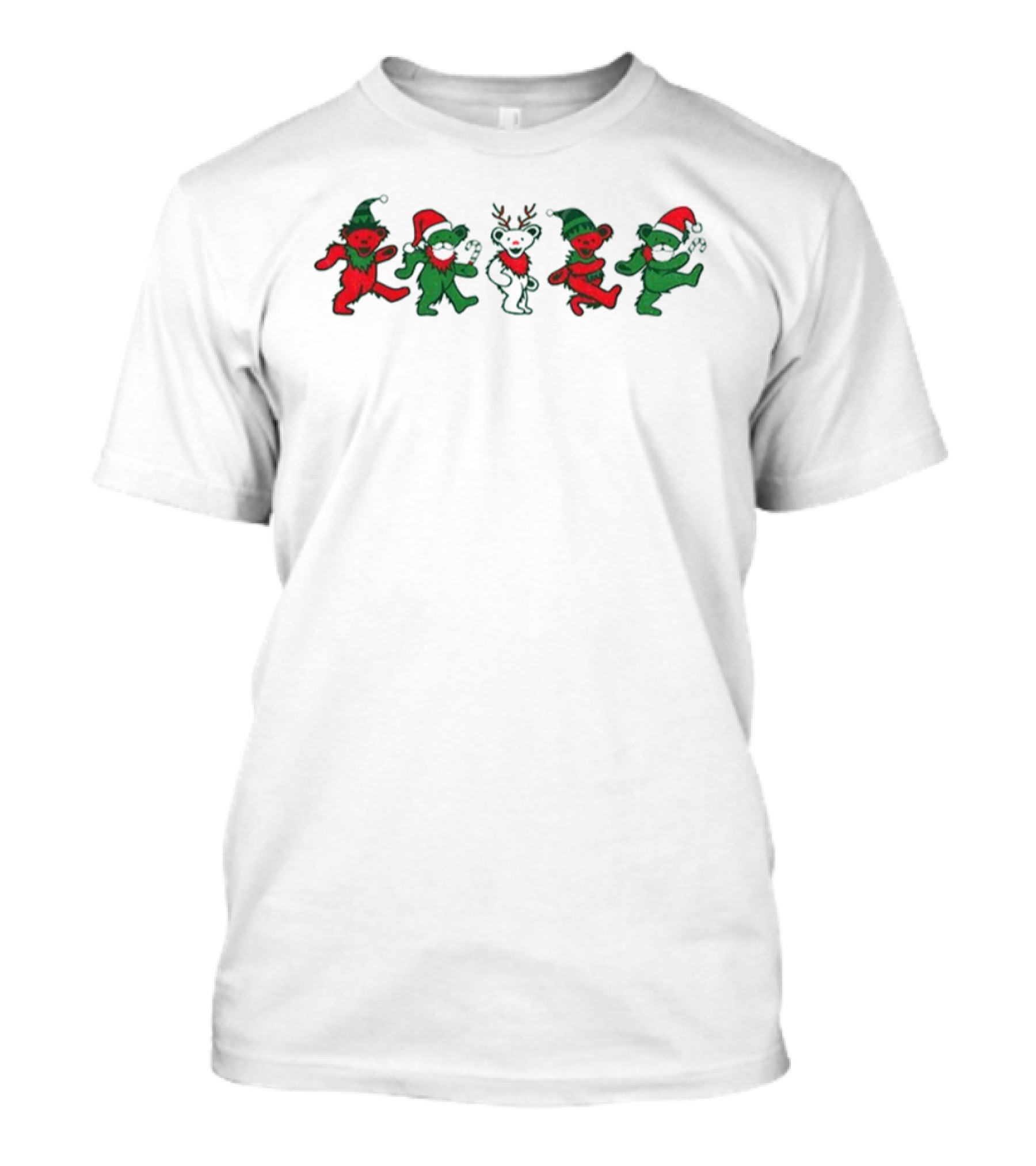 Grateful Dead Dancing Bears Christmas Santa Reindeer Holiday Gildan T-Shirt