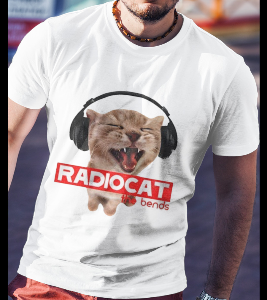 Radiocat The Bends Headphones Cat Graphic T-Shirt