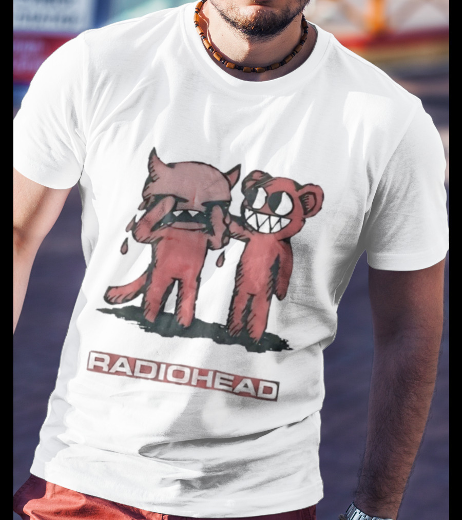 Radiohead Retro 90s Rock Concert Crying Bear Demon Art T-Shirt