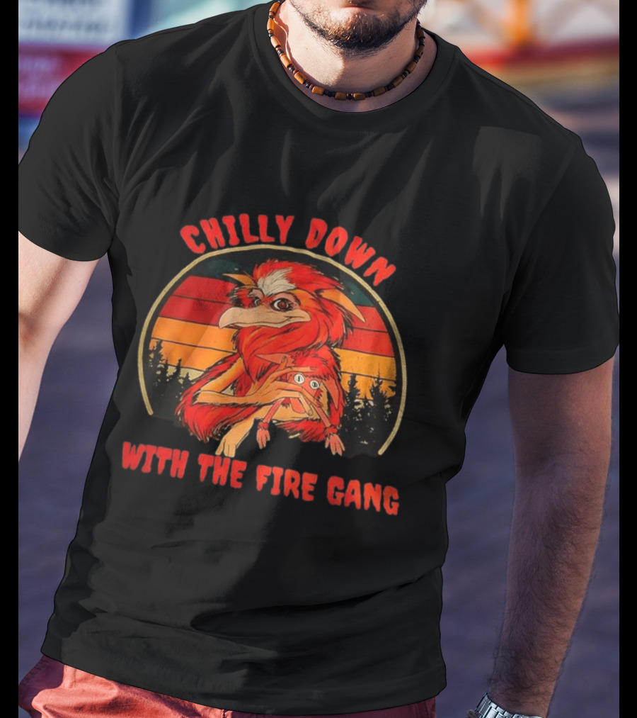 Chilly Down With The Fire Gang Retro Vintage Forest Creature T-Shirt