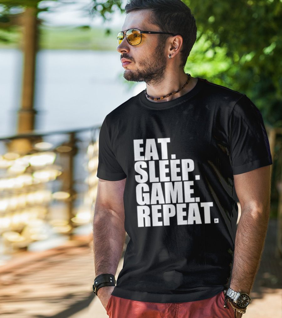 Eat Sleep Game Repeat Gamer Lifestyle Phrase T-Shirt