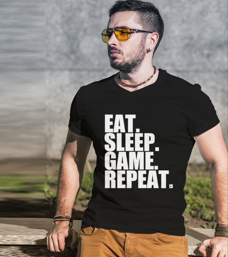 Eat Sleep Game Repeat Gamer Lifestyle Phrase T-Shirt