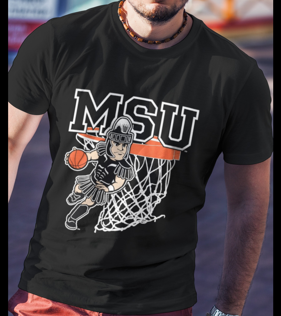 Michigan State Spartans Basketball MSU Logo Slam Dunk T-Shirt