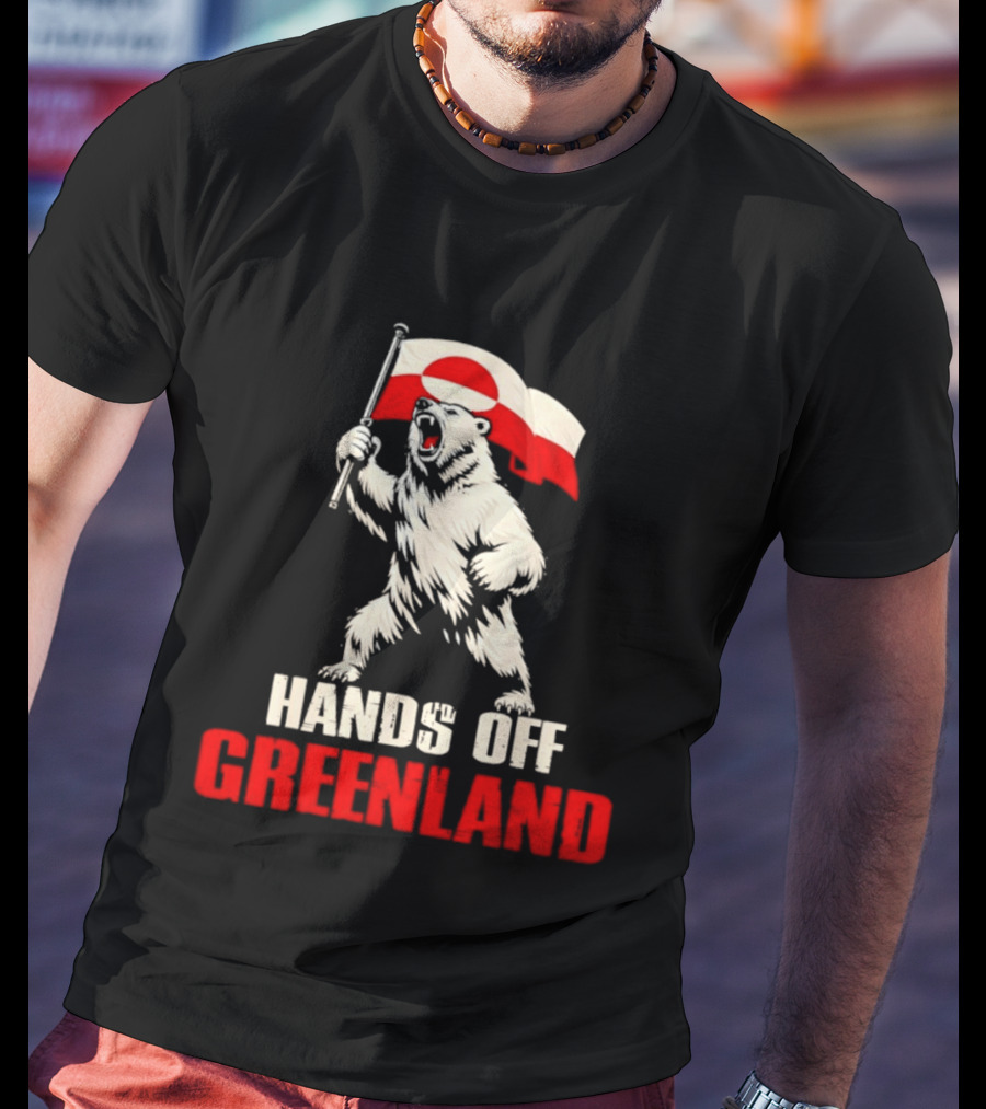 Hands Off Greenland Flag Bear Support Greenland T-Shirt