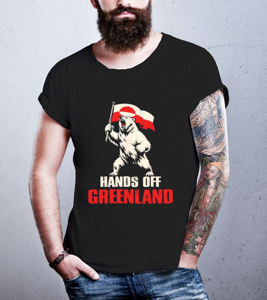 Hands Off Greenland Flag Bear Support Greenland T-Shirt