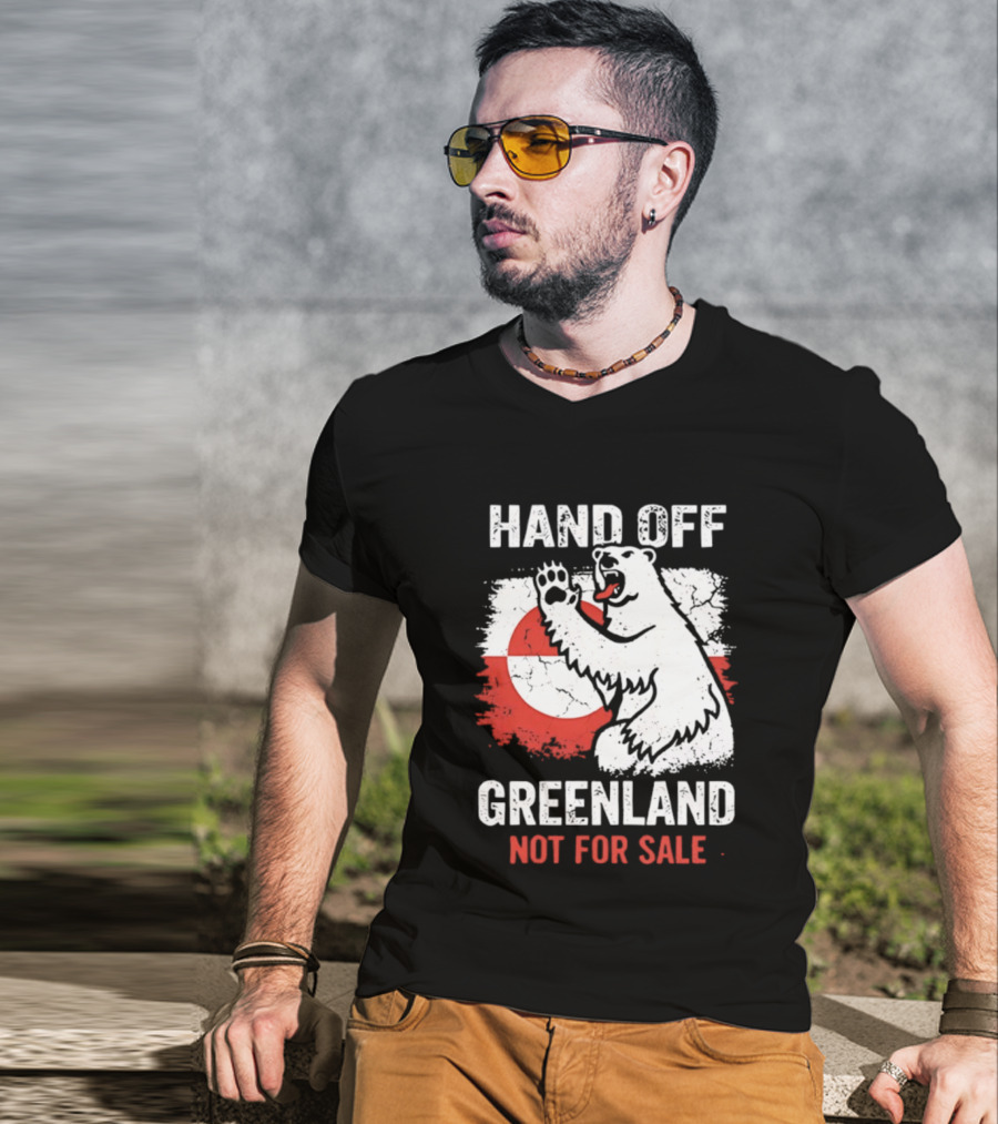 Hand Off Greenland Not For Sale Polar Bear Flag T-Shirt