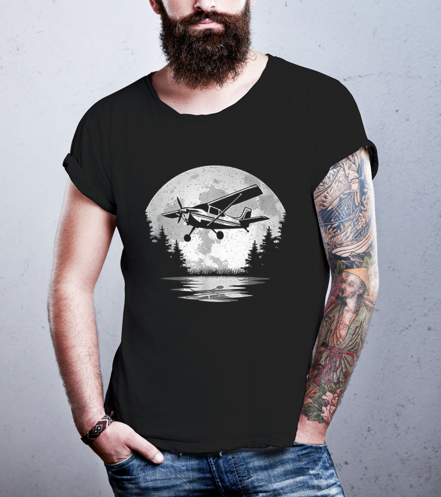 Pilot Airplane Aviator Aviation Vintage Seaplane Reflections T-Shirt