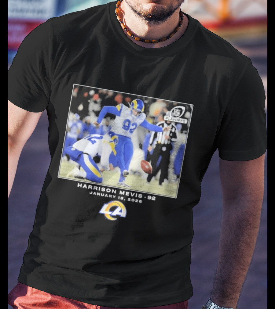 Harrison Mevis Los Angeles Rams NFL Playoffs Kick 92 T-Shirt