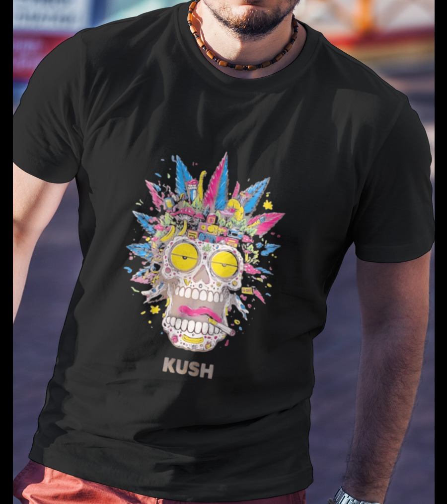 Psychedelic Kush Skull Vibrant Cannabis T-Shirt