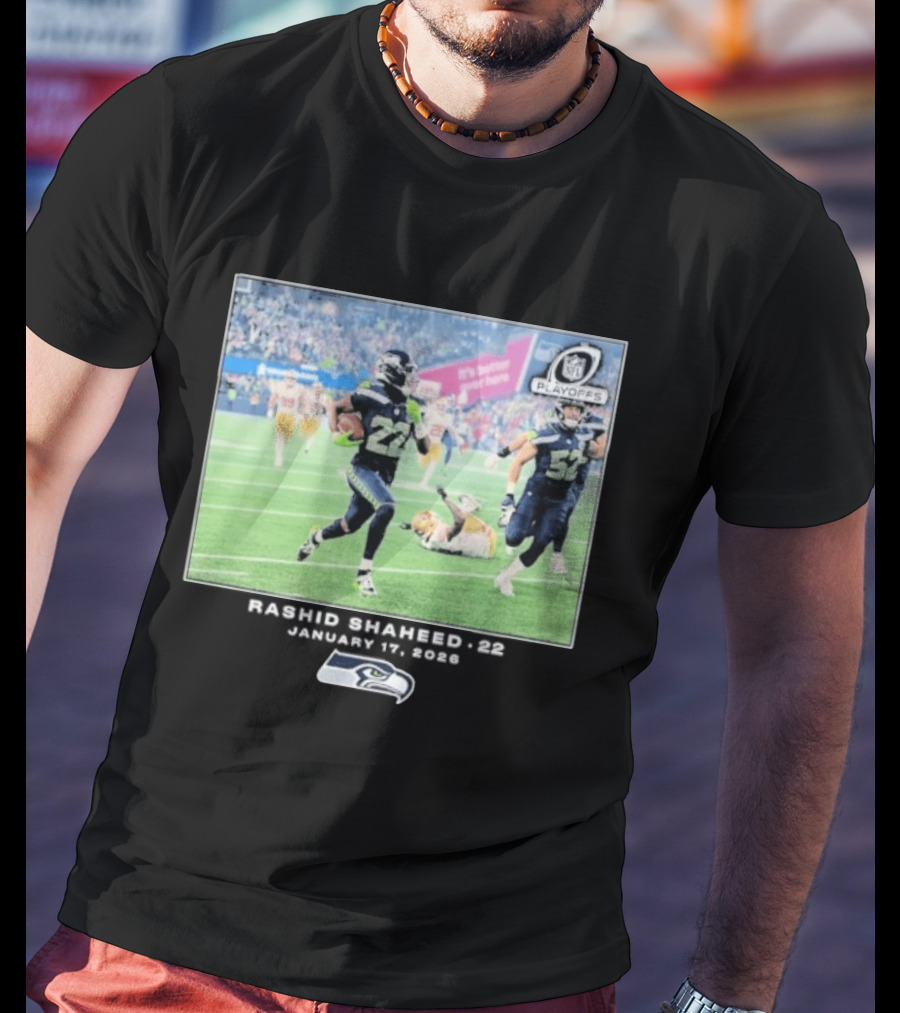 Seahawks Playoffs Rashid Shaheed Jan 17 2026 NFL Action T-Shirt