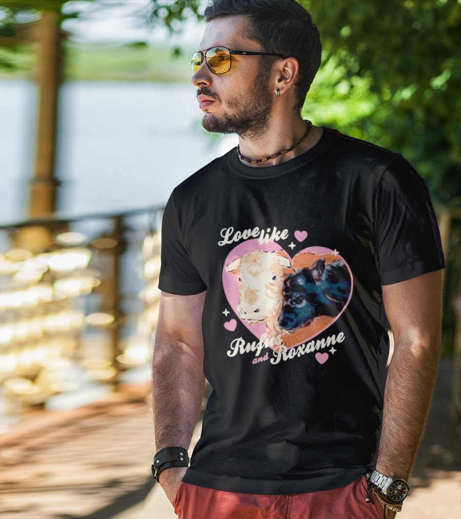 Love Like Rufus And Roxanne Heart Cows Pink Romance T-Shirt