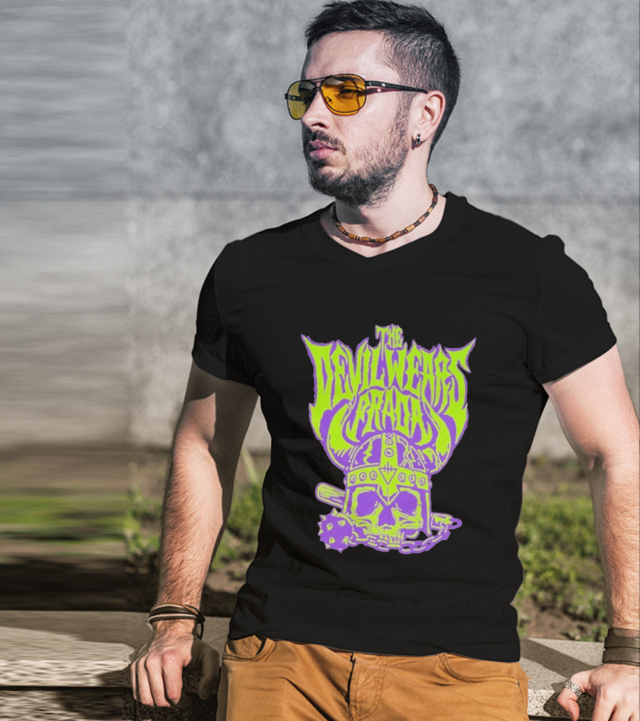 The Devil Wears Prada Viking Skull With Mace And Chain T-Shirt