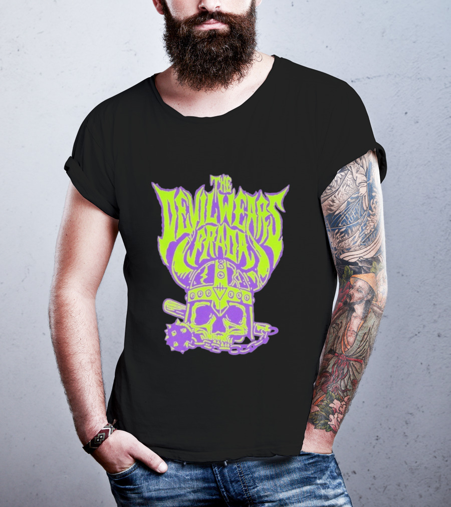 The Devil Wears Prada Viking Skull With Mace And Chain T-Shirt