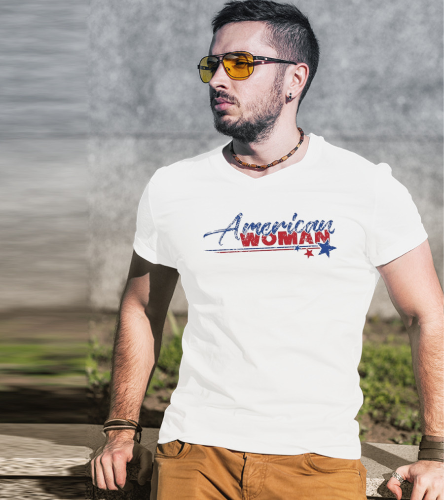 American Woman Stars And Stripes Red Blue T-Shirt