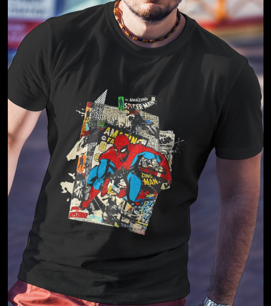 Amazing Fantasy Spider Man Zing Man Marvel Comic Collage T-Shirt