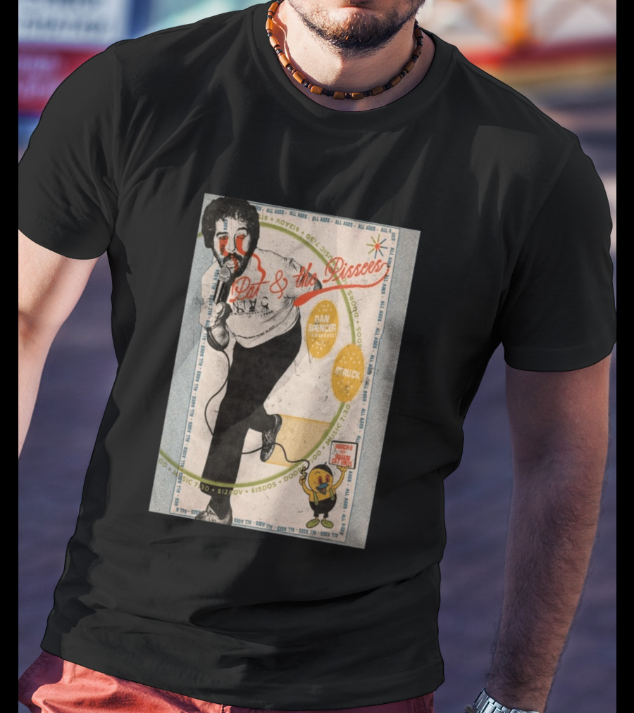 Pat & The Pissers Dan Spencer Struck March 2 All Ages Square Cat Vinyl Concert T-Shirt